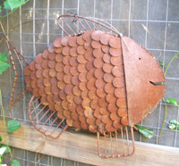 Indian recycled iron fish garden sculpture